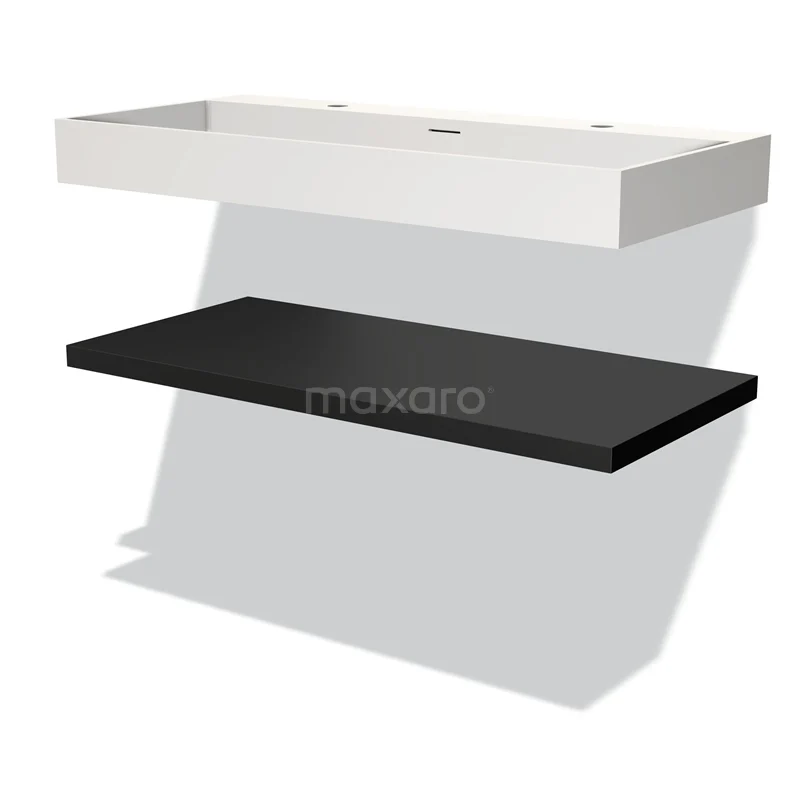 Modulo Vanity units with basin | 100 cm Matte black front Solid surface Basin with worktop BMW10-00071