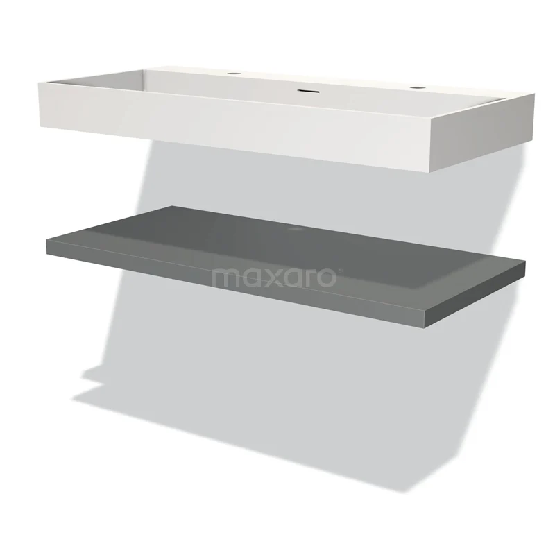 Modulo Vanity units with basin | 100 cm Mid grey front Solid surface Basin with worktop BMW10-00072