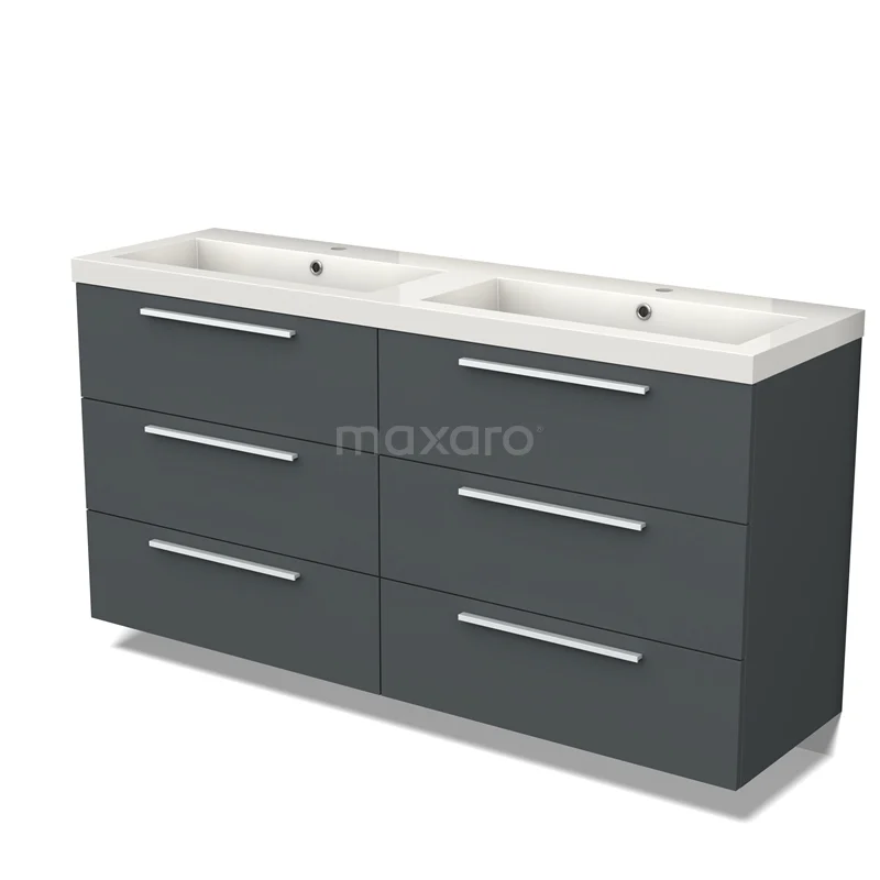 Modulo Vanity units with basin | 160 cm Dark grey Flat front Mineral marble 6 drawers BMW20-00013