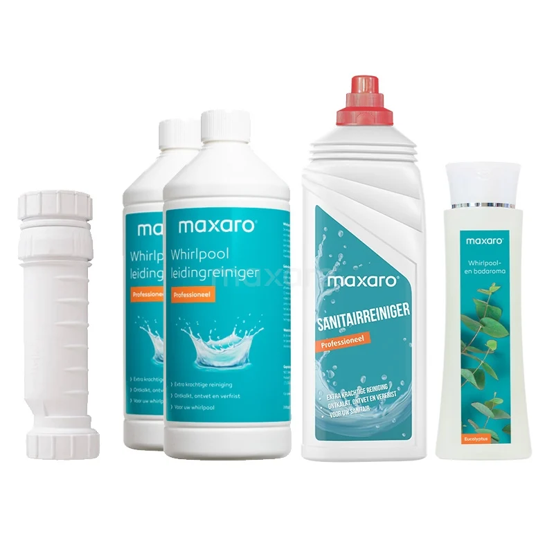 Whirlpool-Starterkit 911013800 Reinigungsset für das Badezimmer mit Flaschen und Rohr, grün und weißes Design, für hygienische Reinigung von Fliesen und Sanitär.