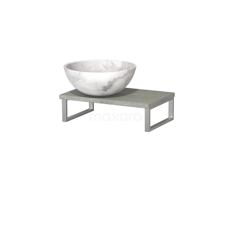 Modulo Pico Basin worktop with countertop wash basin | 41 cm Grey oak White marble Natural stone TMK01-00470