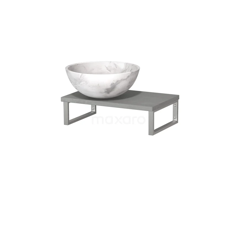 Modulo Pico Basin worktop with countertop wash basin | 41 cm Light grey concrete White marble Natural stone TMK01-00472