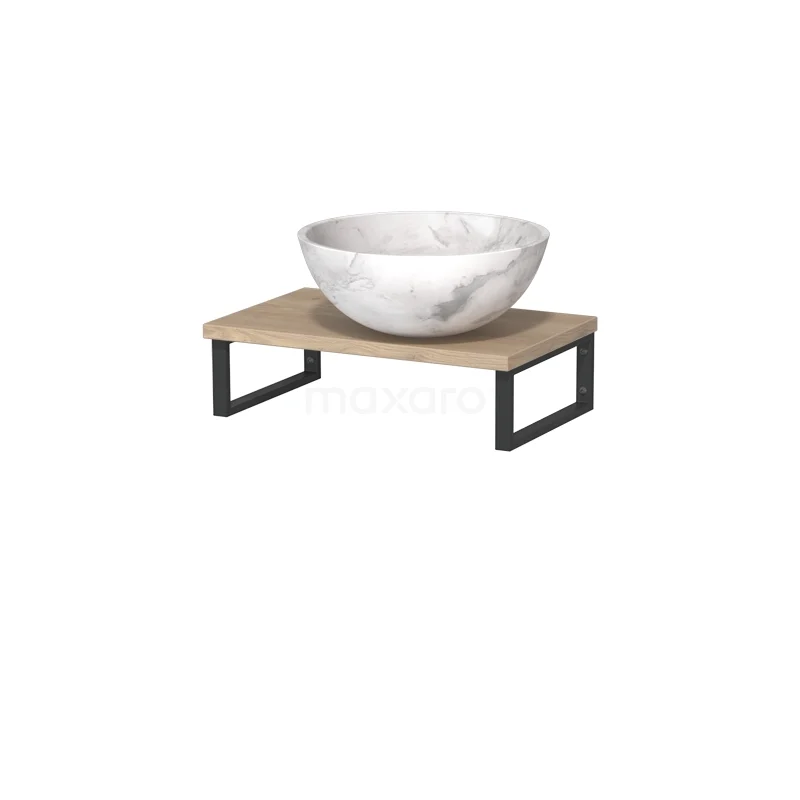 Modulo Pico Basin worktop with basin | 41 cm Light brown oak White marble Natural stone TMK01-00518