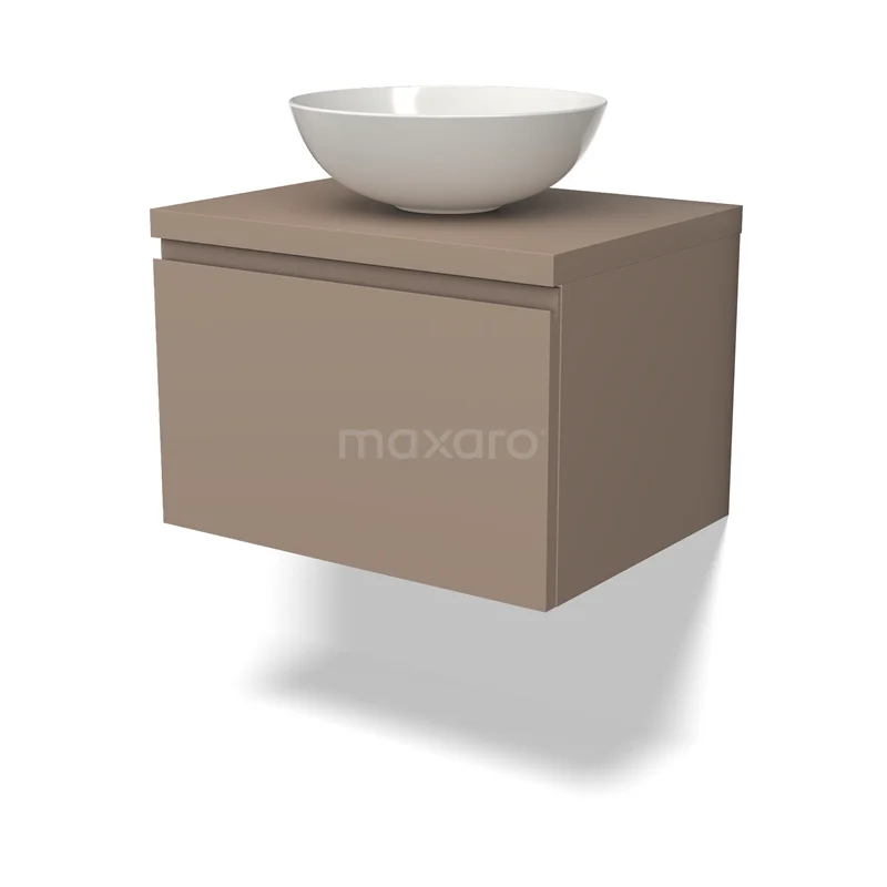 Modulo Plato Vanity units for countertop basin | 60 cm Taupe Handle-less front Taupe worktop 1 drawer BMK11-02031