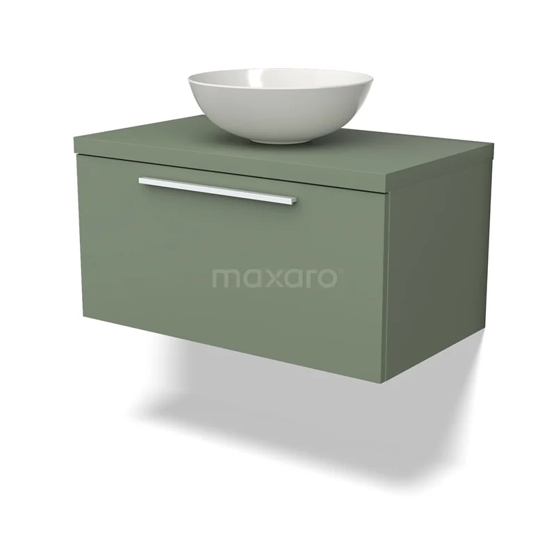 Modulo Plato Vanity units for countertop basin | 80 cm Sage green Flat front Sage green worktop 1 drawer BMK11-02122