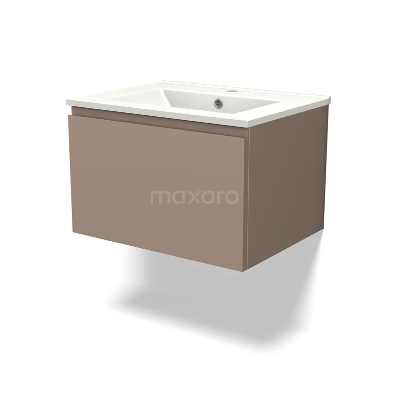 Modulo Vanity units with basin | 60 cm Taupe Handle-less front Ceramic 1 drawer BMW11-03786