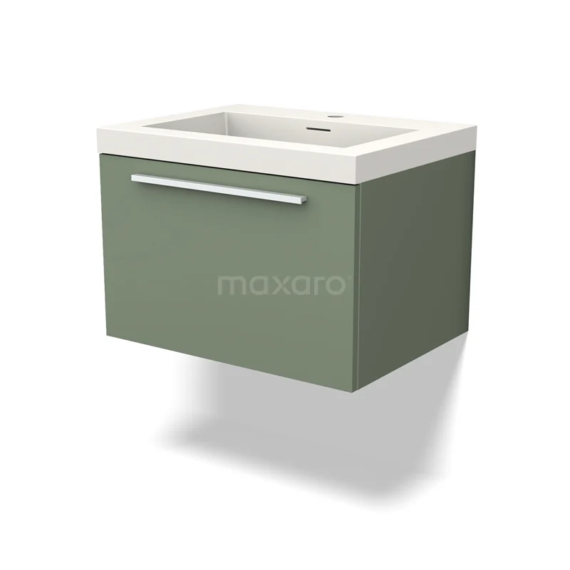 Modulo Vanity units with basin | 60 cm Sage green Flat front Solid surface 1 drawer BMW11-03918