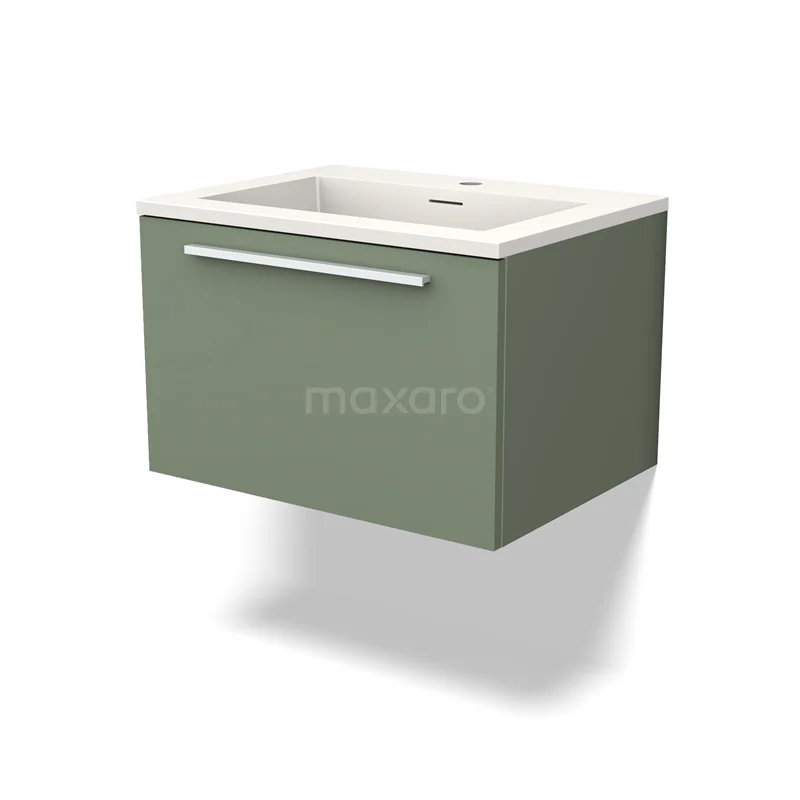 Modulo Vanity units with basin | 60 cm Sage green Flat front Solid surface 1 drawer BMW11-03919