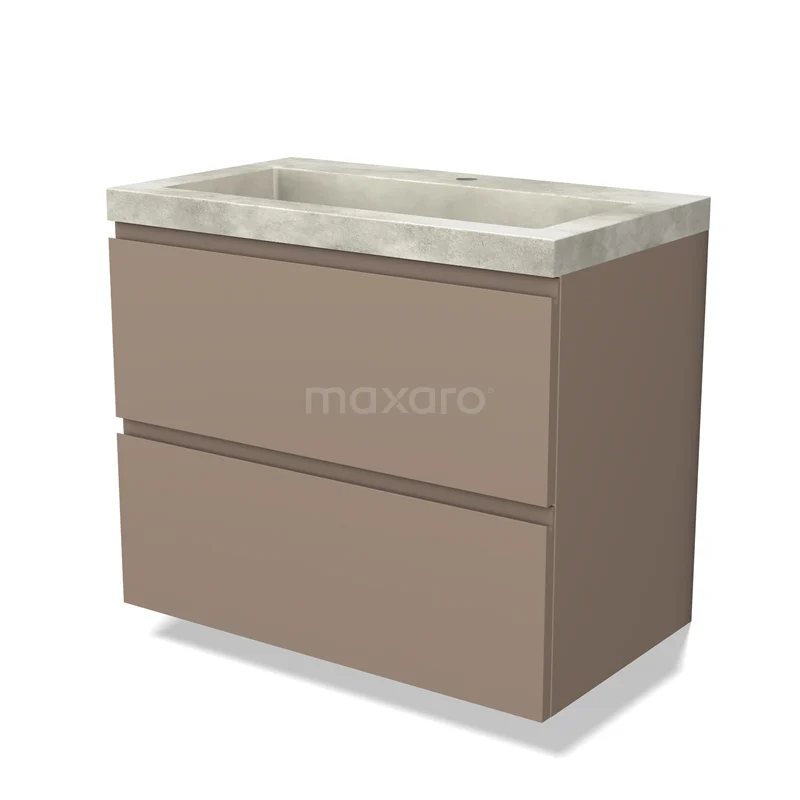 Modulo Vanity units with basin | 80 cm Taupe Handle-less front Concrete 2 Stacked drawers BMW17-03986