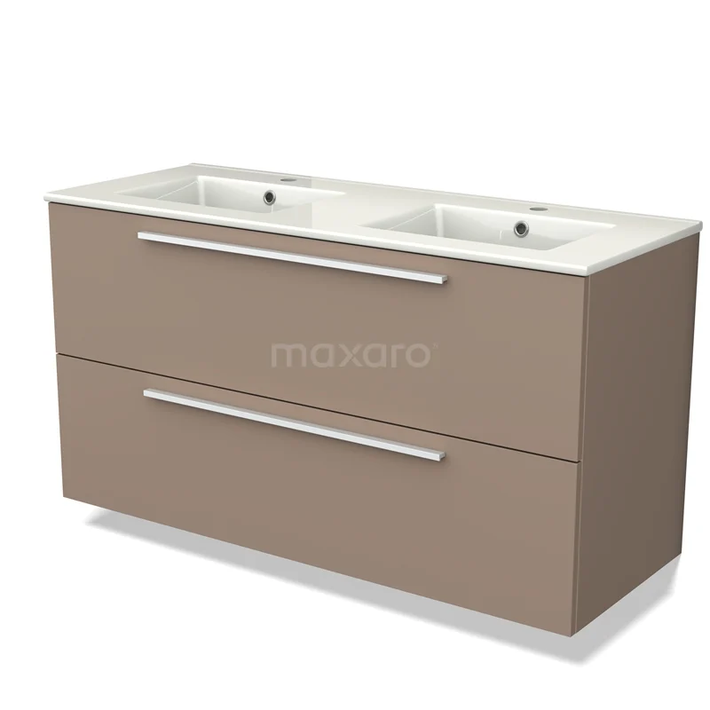 Modulo Vanity units with basin | 120 cm Taupe Flat front Ceramic 2 Stacked drawers BMW17-04032