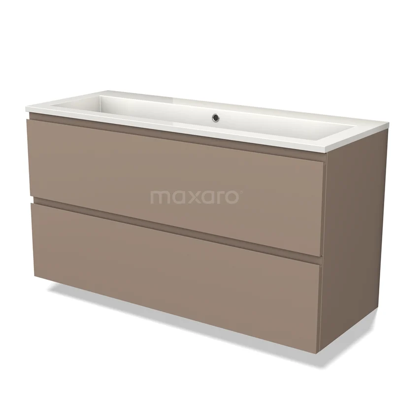 Modulo Vanity units with basin | 120 cm Taupe Handle-less front Mineral marble 2 Stacked drawers BMW17-04064