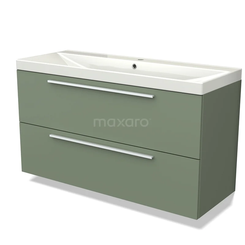 Modulo Vanity units with basin | 120 cm Sage green Flat front Ceramic 2 Stacked drawers BMW17-04209