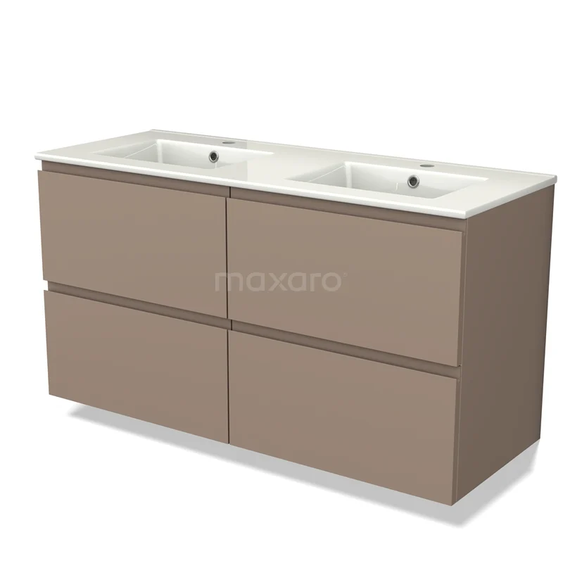 Modulo Vanity units with basin | 120 cm Taupe Handle-less front Ceramic 4 drawers BMW18-00917