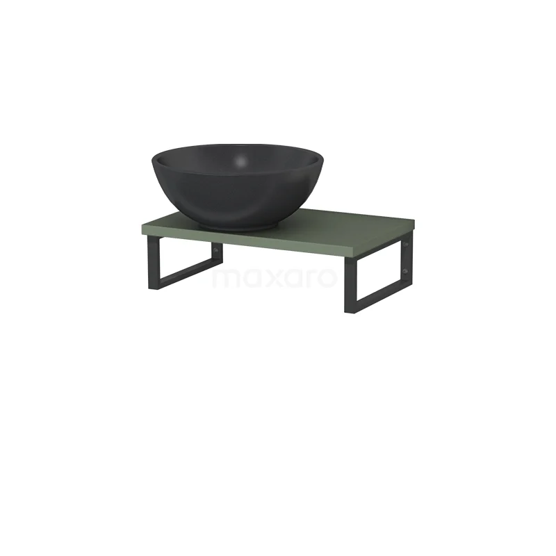 Modulo Pico Basin worktop with countertop wash basin | 41 cm Sage green Matte black Quartz TMK01-00623