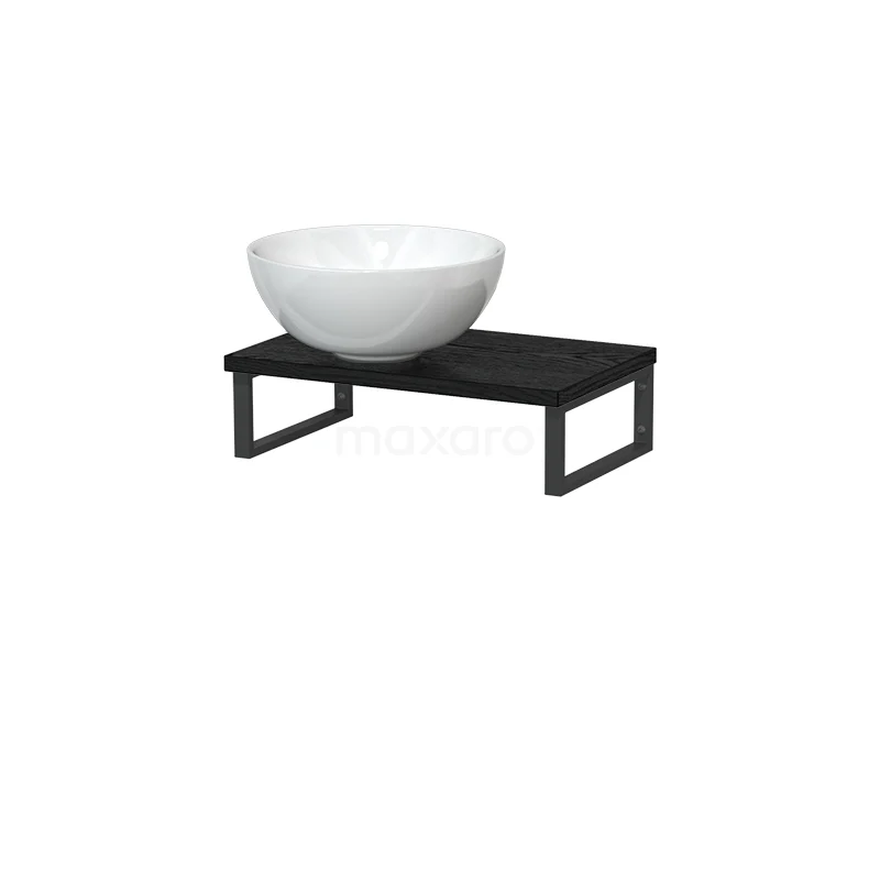 Modulo Pico Basin worktop with countertop wash basin | 41 cm Black oak High-gloss white Ceramic TMK01-00624