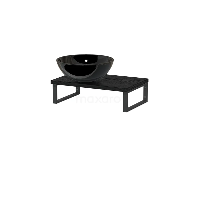 Modulo Pico Basin worktop with countertop wash basin | 41 cm Black oak High-gloss black Ceramic TMK01-00625