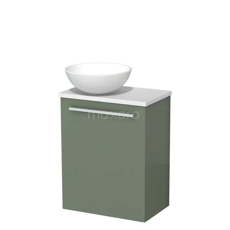 Toilet unit with wash basin | 41 cm Sage green Flat front Matte white Ceramic countertop wash basin Matte white worktop TMK10-12452