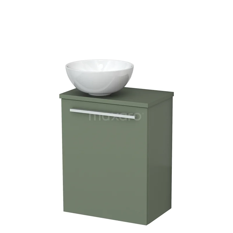 Toilet unit with wash basin | 41 cm Sage green Flat front High-gloss white Ceramic countertop wash basin Sage green worktop TMK10-12488
