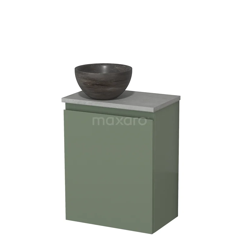 Toilet unit with wash basin | 41 cm Sage green Handleless front Blue stone Natural stone countertop wash basin Light grey concrete worktop TMK10-12824